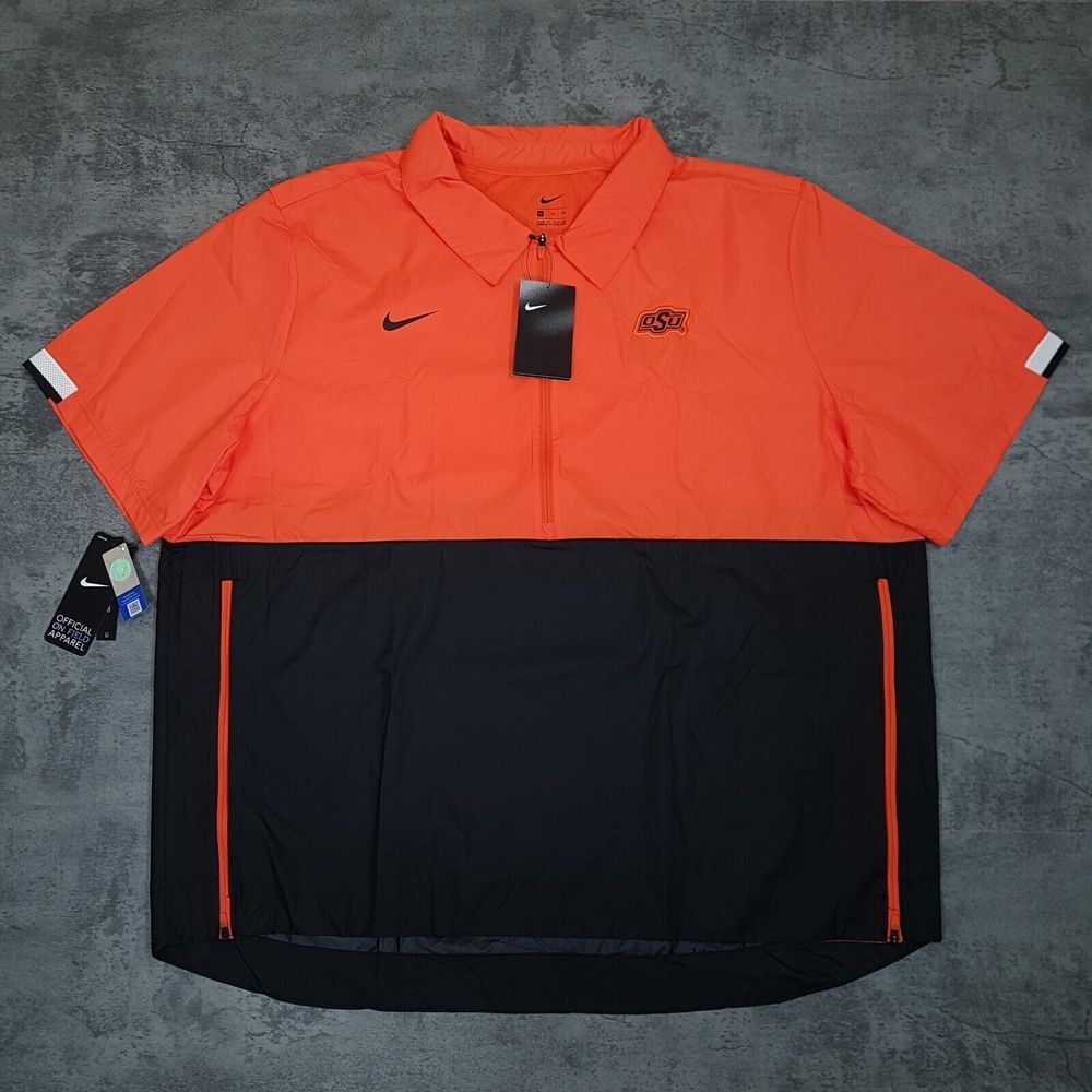 NIKE Oklahoma‎ State OSU Cowboys Football 1/4 Zip up Jacket Mens Size 2XL Orange